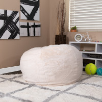 Flash Furniture DG-BEAN-LARGE-FUR-WH-GG Oversized White Furry Kids Bean Bag Chair 